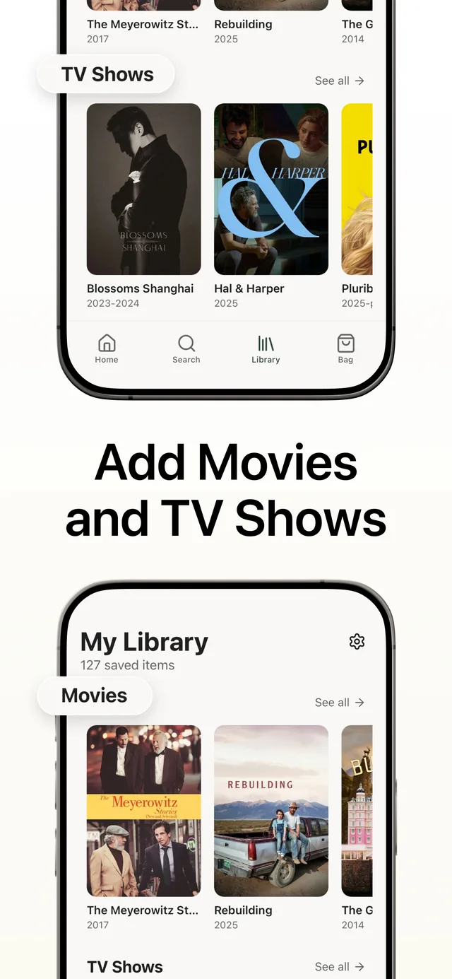 The Curated library, organising films and television together