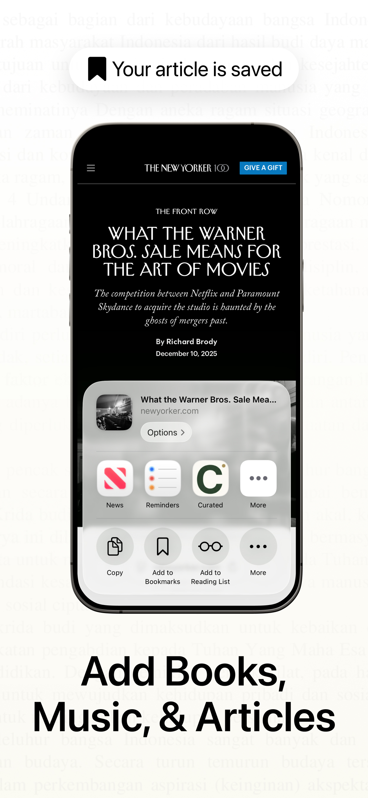 Curated app screenshot