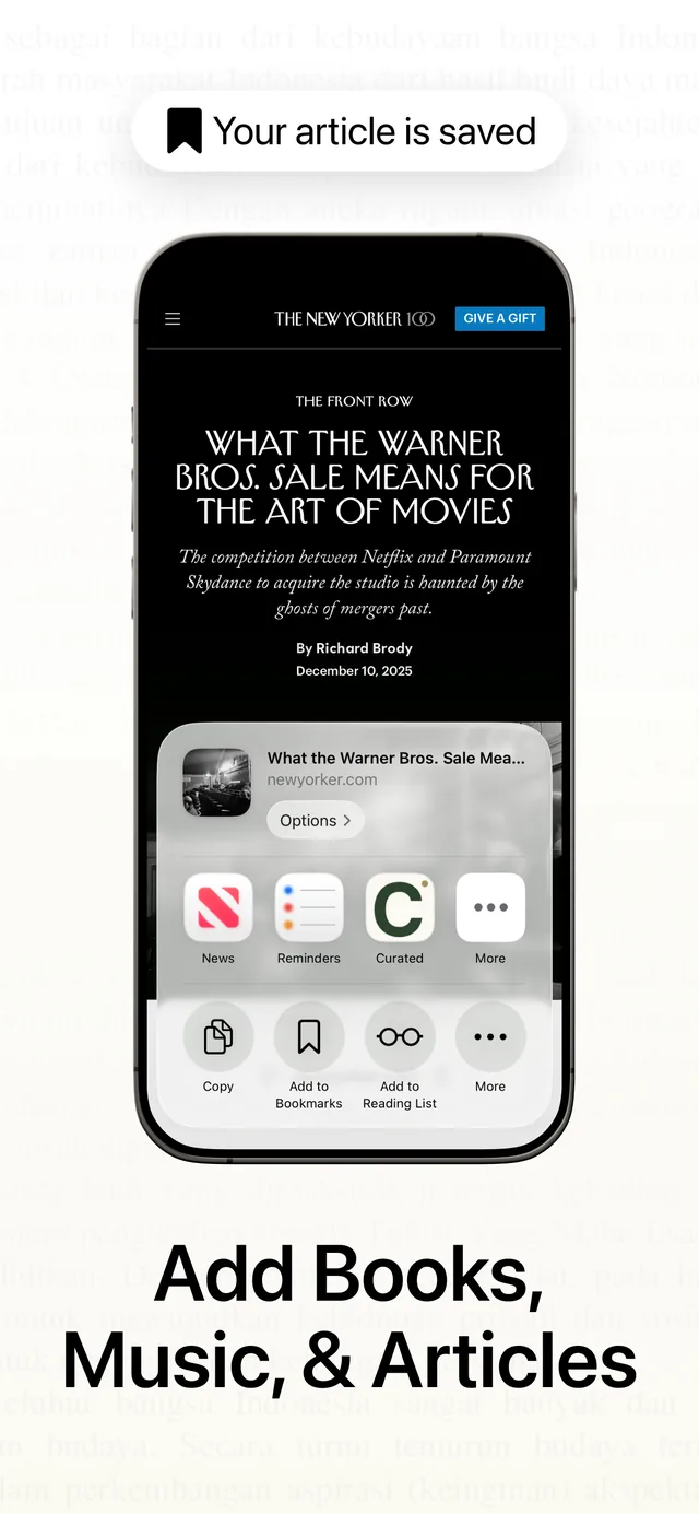 Saving an article to Curated from the iOS share sheet